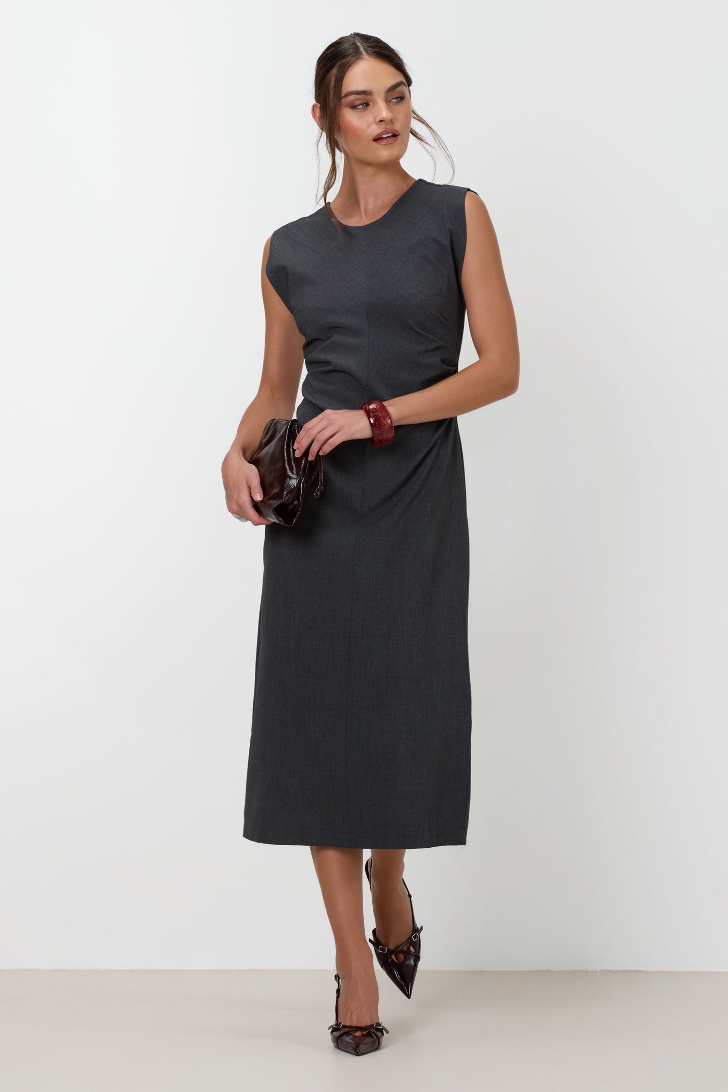 Wilde Ruched Dress | Dark Grey Melange