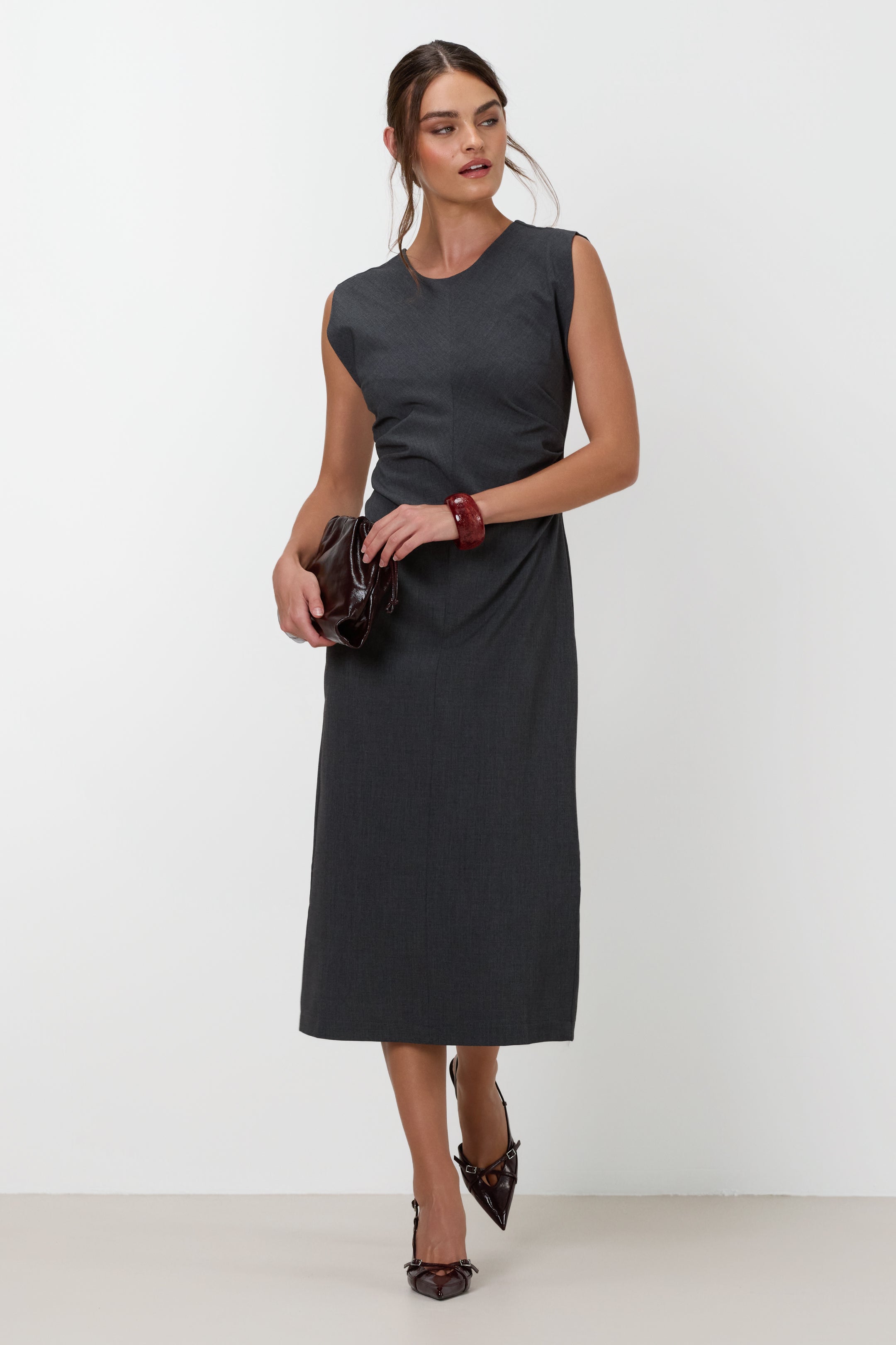 Wilde Ruched Dress | Dark Grey Melange