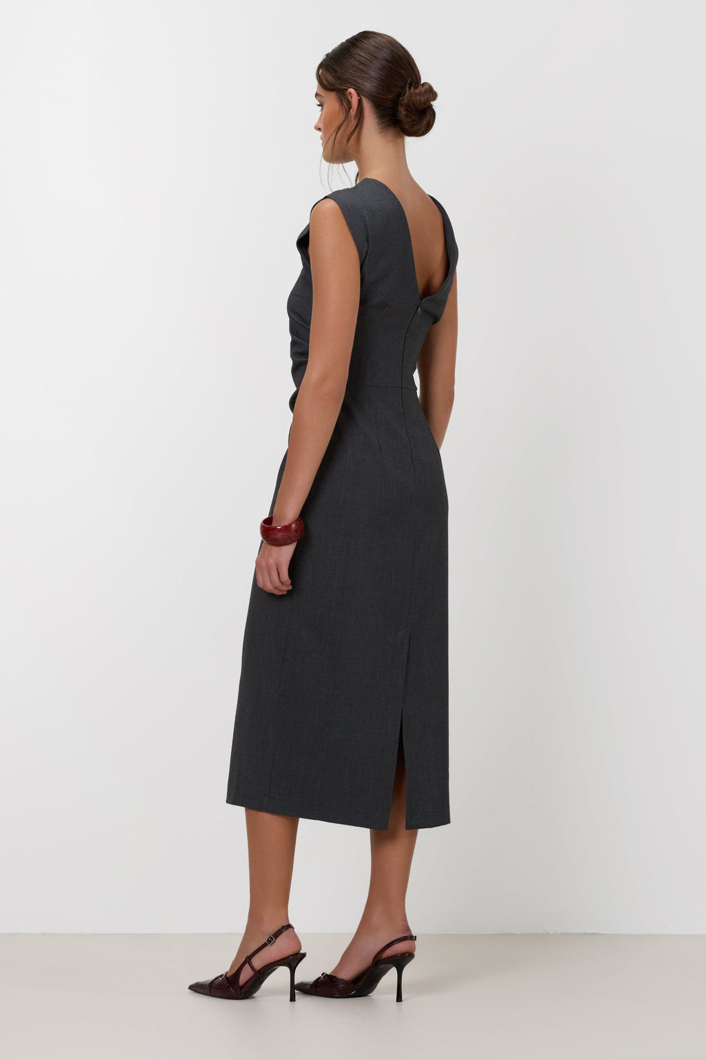 Wilde Ruched Dress | Dark Grey Melange