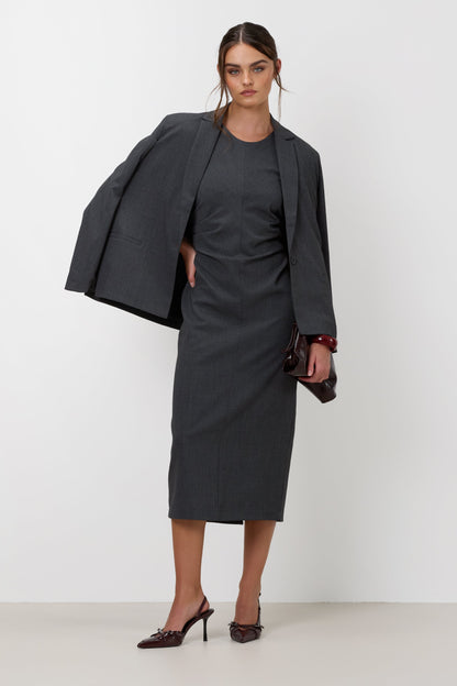 Wilde Ruched Dress | Dark Grey Melange
