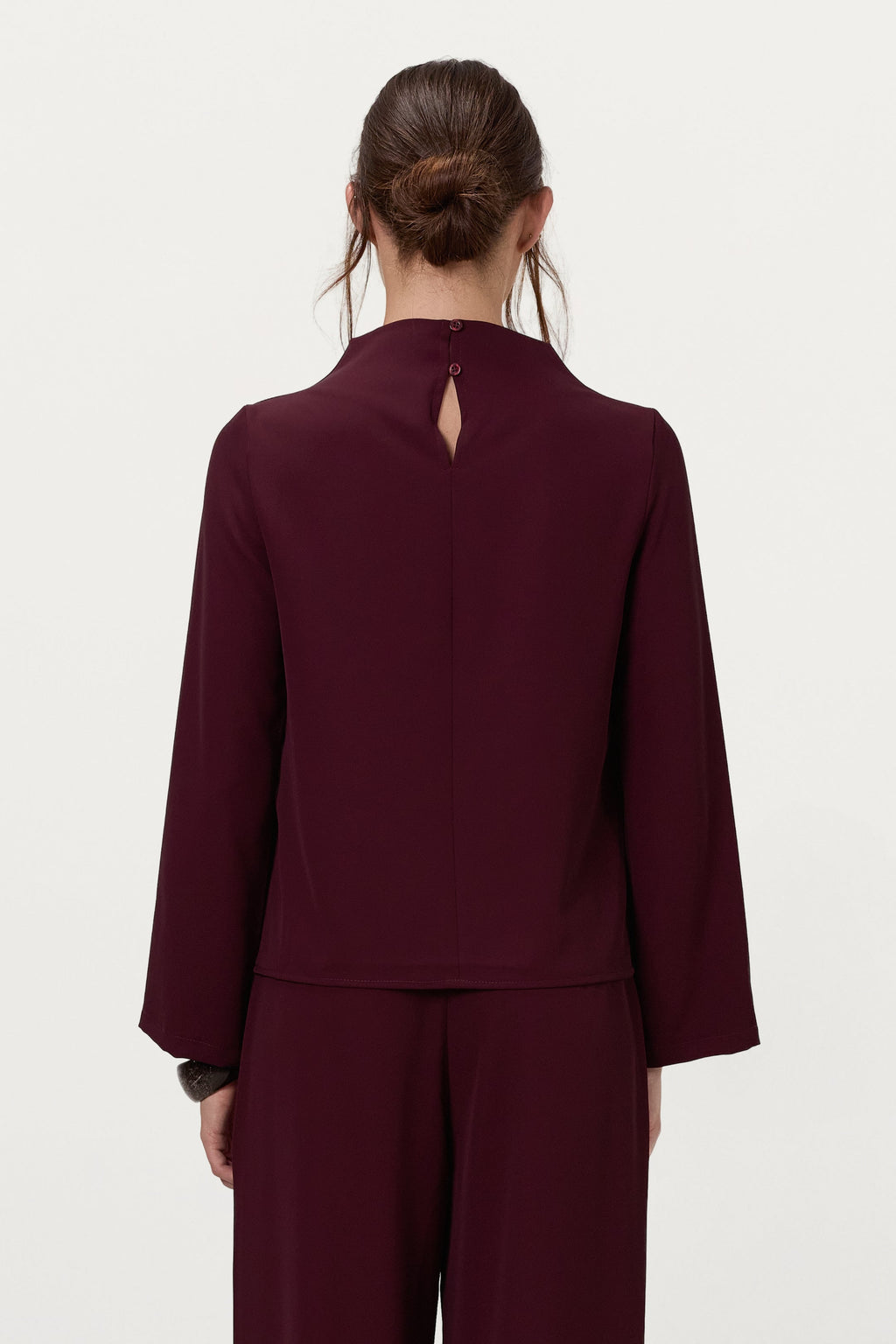 Lana High Neck Top | Burgundy