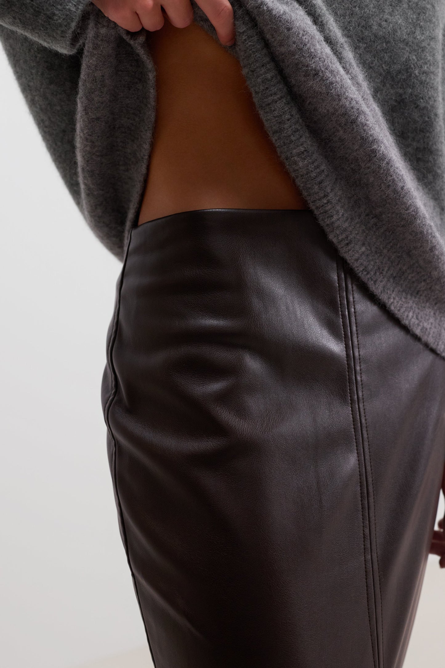 Brooklyn Faux Leather Skirt | Espresso Brown
