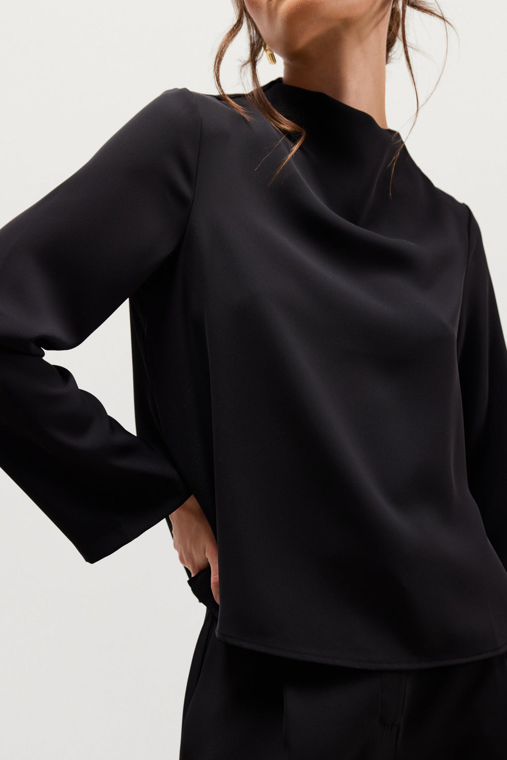 Lana High Neck Top | Black