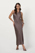 Sabrina Sleeveless Satin Dress | Mink