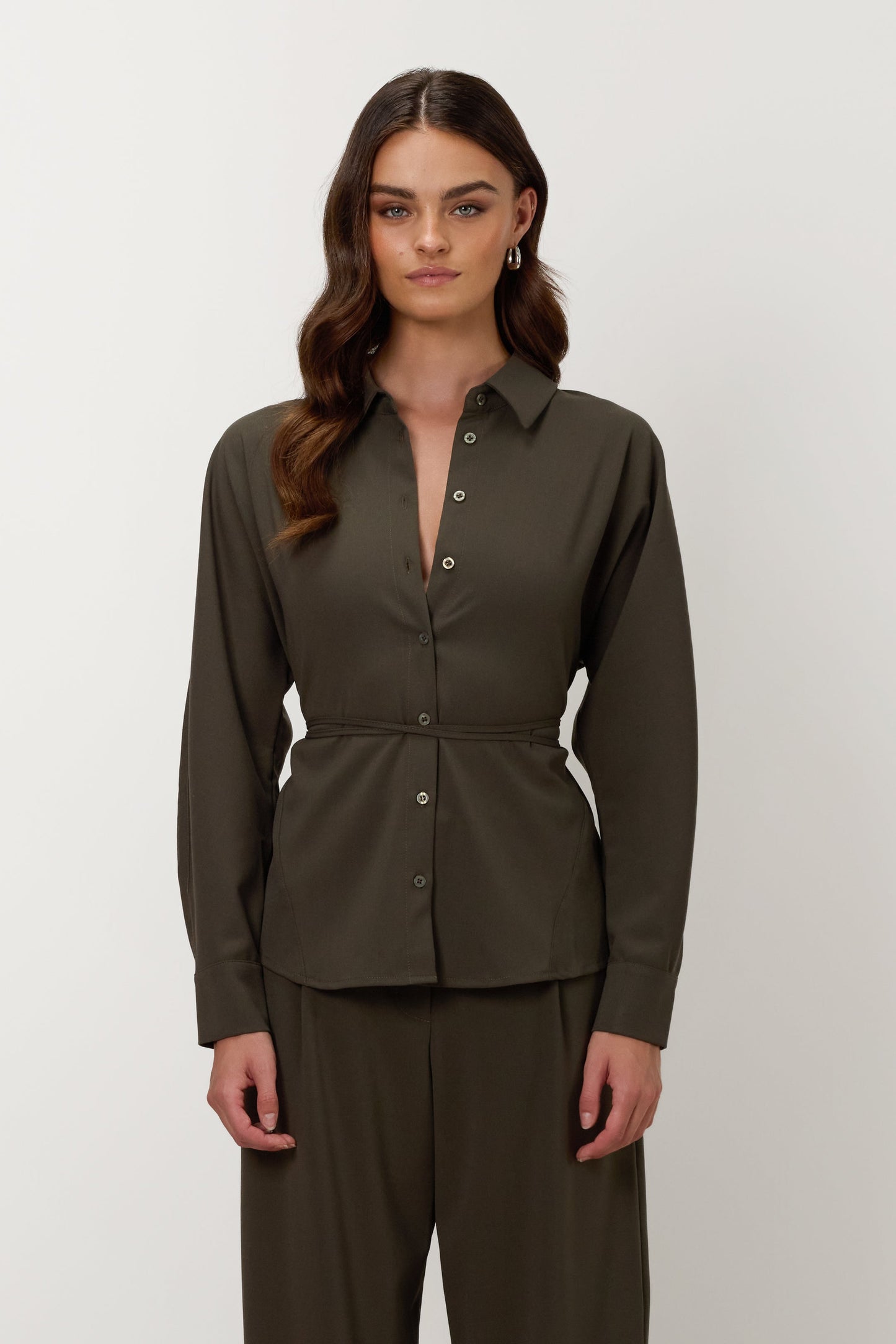 Ellis Tie Waist Shirt | Khaki