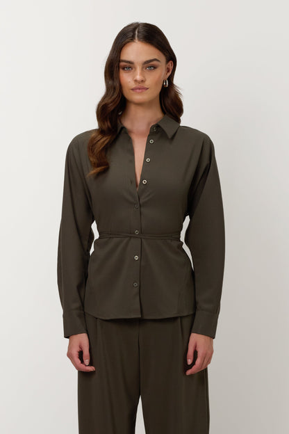 Ellis Tie Waist Shirt | Khaki