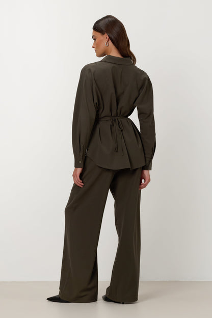 Ellis Tie Waist Shirt | Khaki