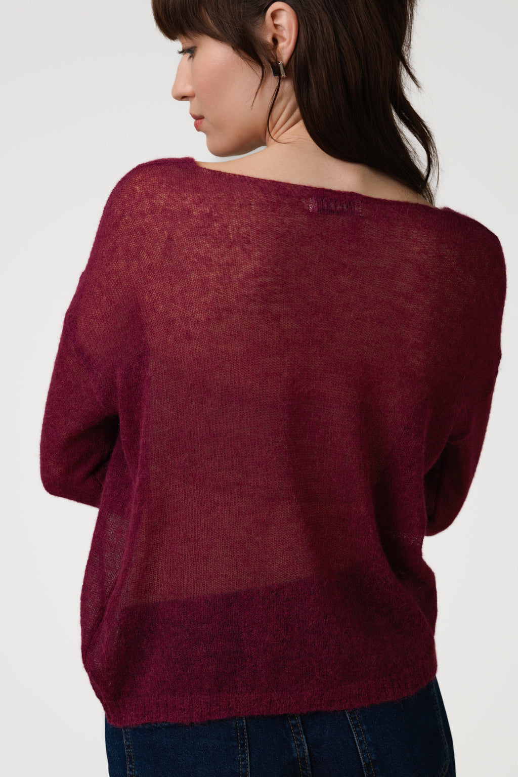 Rue Sheer Sweater | Burgundy | Alpaca Blend