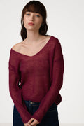 Rue Sheer Sweater | Burgundy | Alpaca Blend