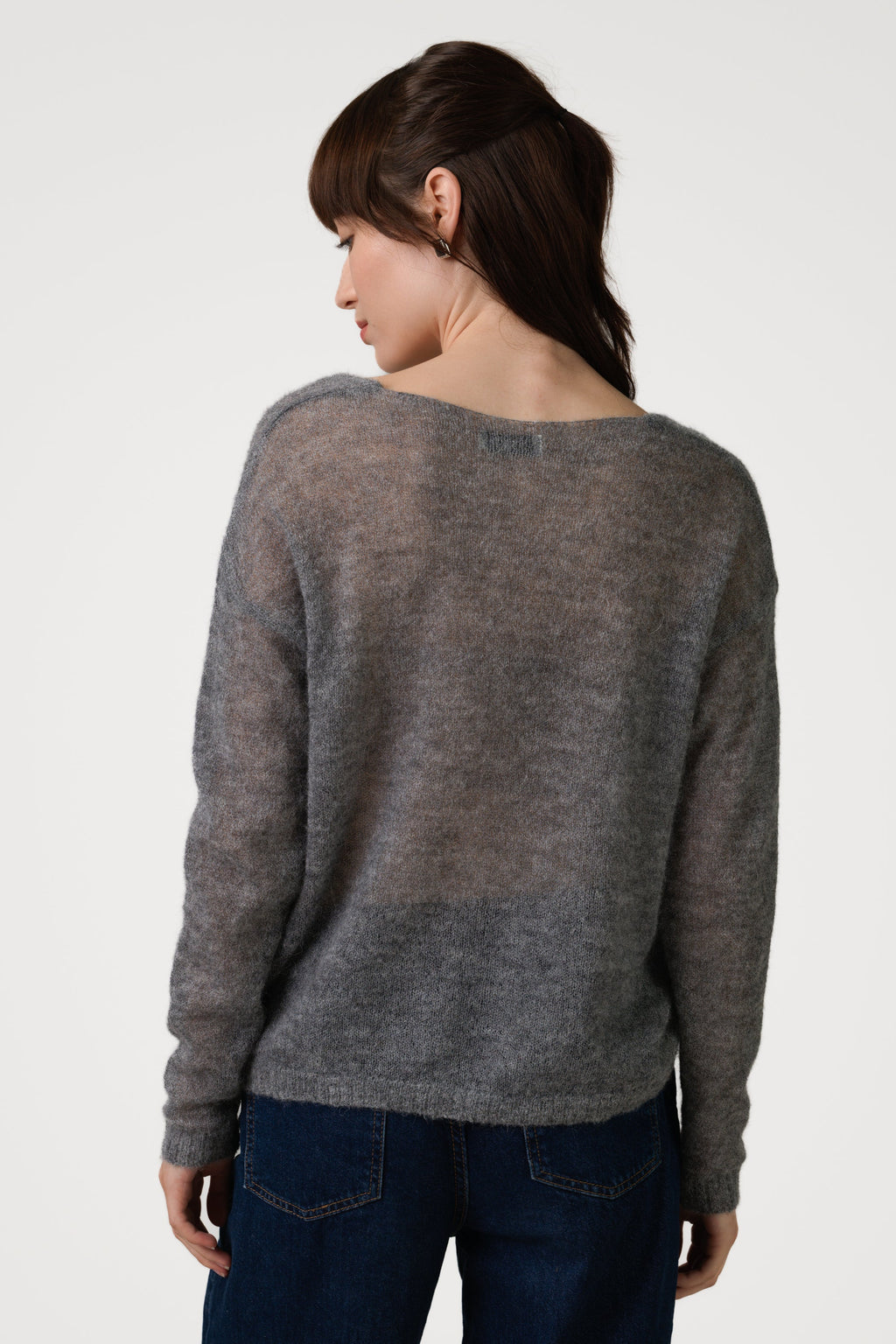 Rue Sheer Sweater | Grey | Alpaca Blend