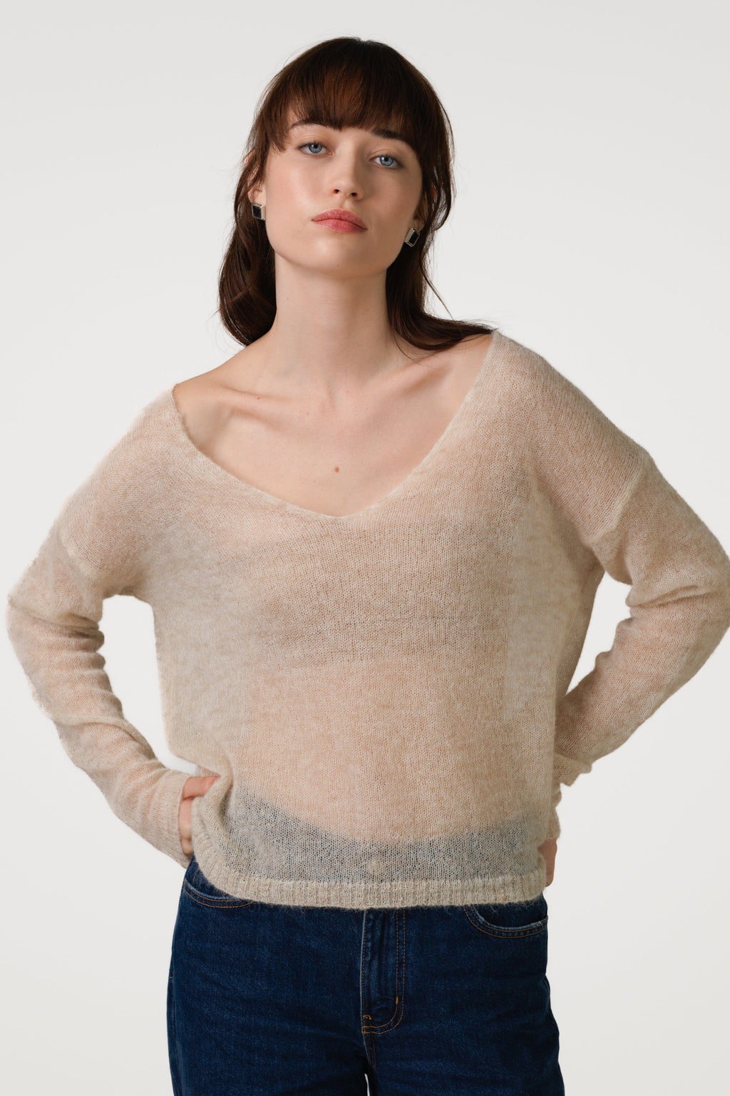 Rue Sheer Sweater | Beige | Alpaca Blend