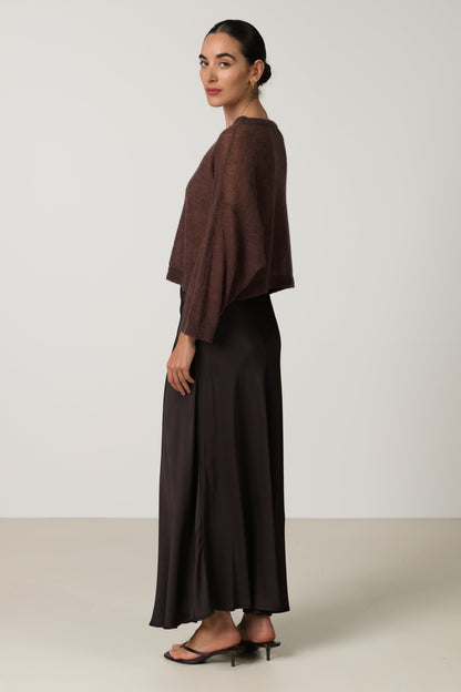 Willow Boxy Sheer Sweater | Espresso Brown | Alpaca Blend