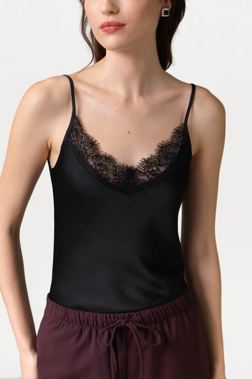 Arabella Lace Trim Vest | Black