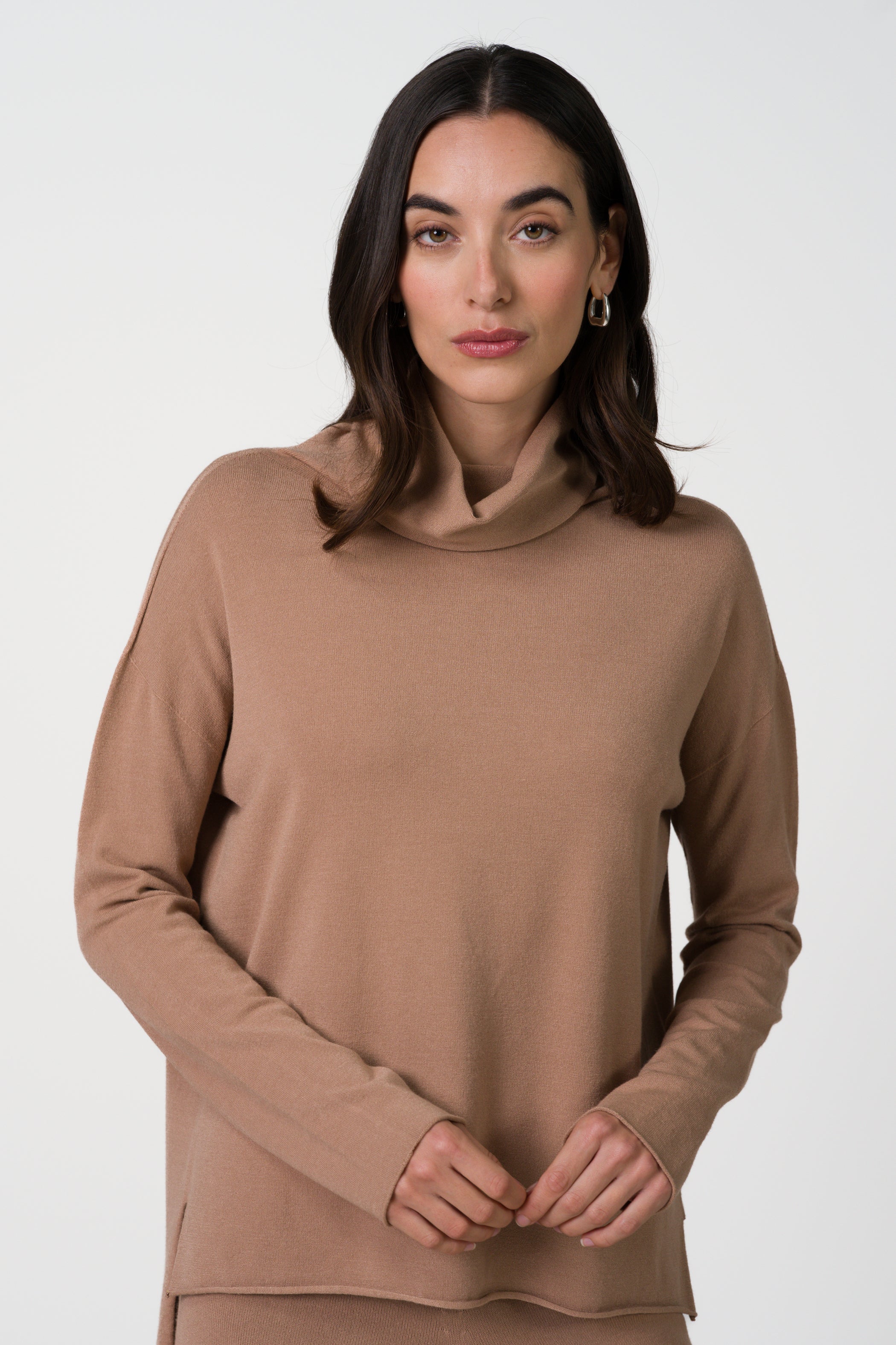 Kaia Roll Neck | Chestnut Brown | Fine Knit
