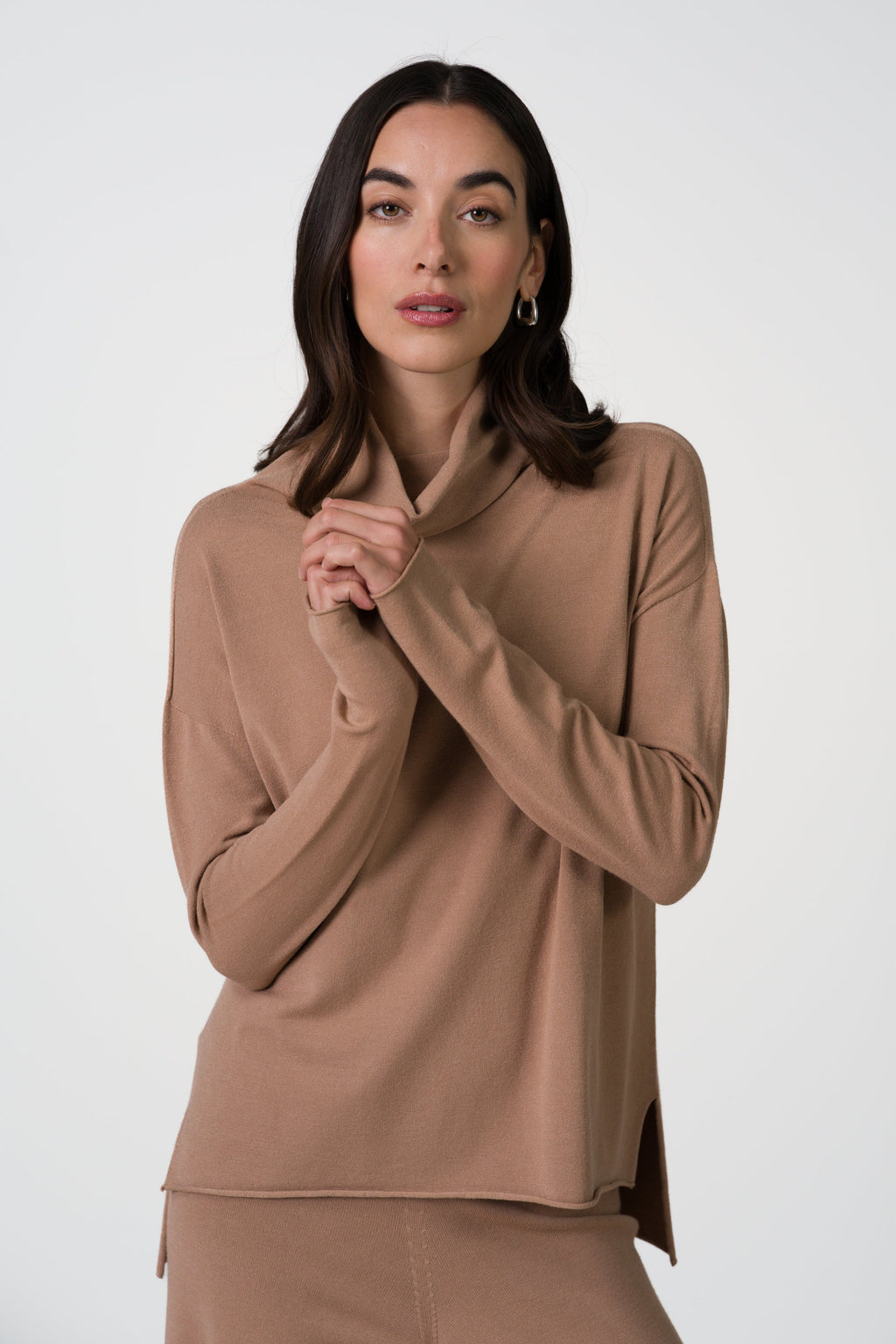 Kaia Roll Neck | Chestnut Brown | Fine Knit