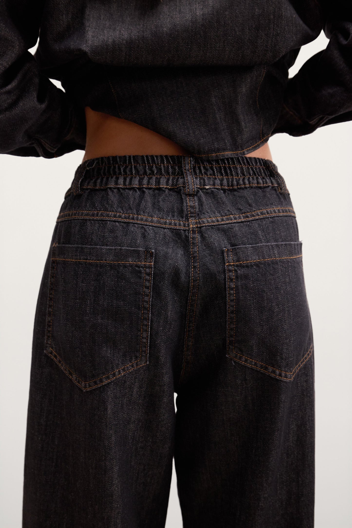 Aspen Barrel-Leg Elastic Waist Jeans | Dark Denim