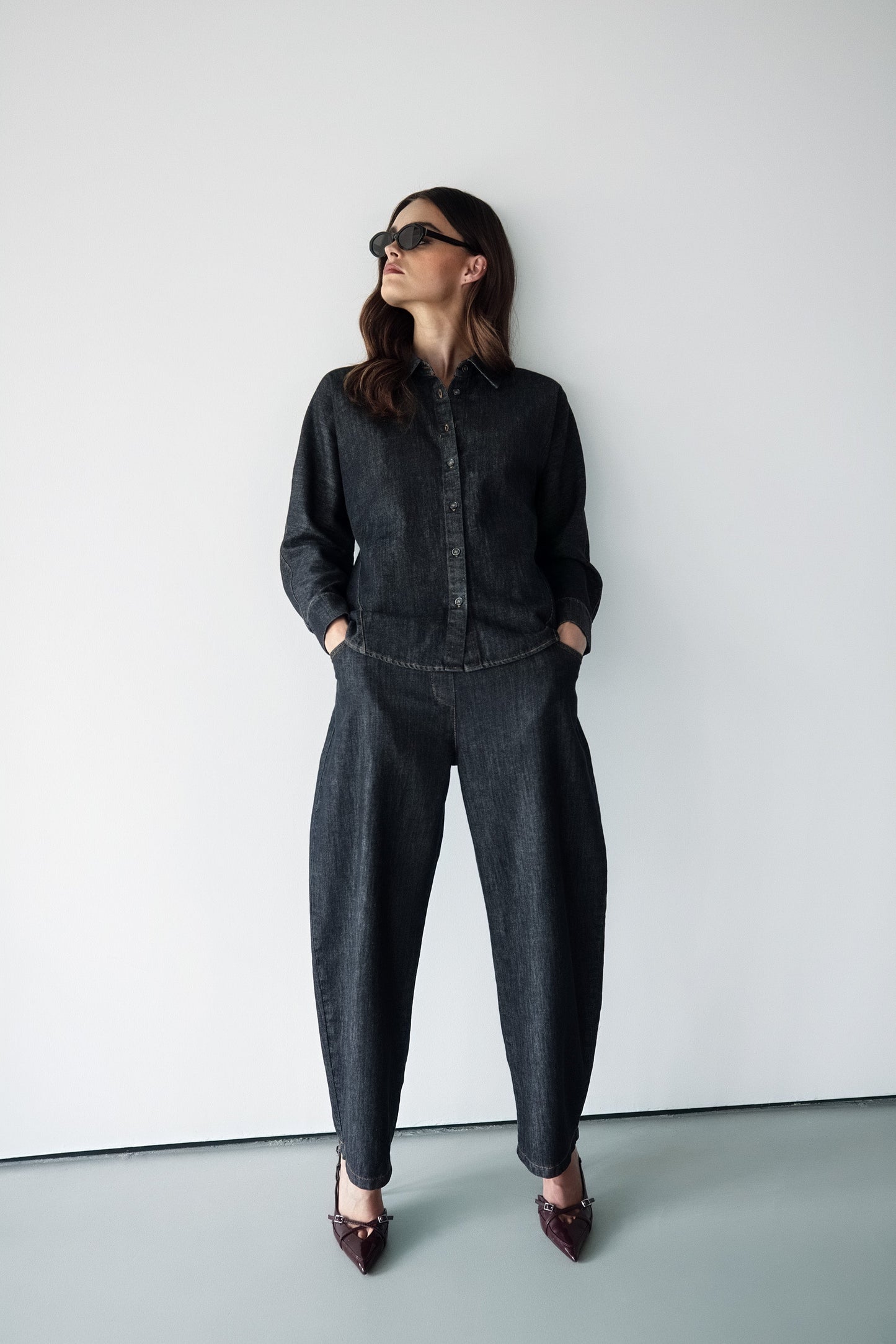 Aspen Barrel-Leg Elastic Waist Jeans | Dark Denim