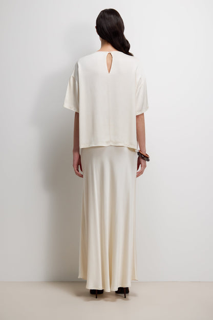 Camilla Bias Satin Skirt | Ivory