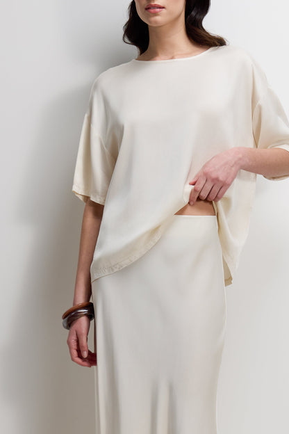 Camilla Bias Satin Skirt | Ivory