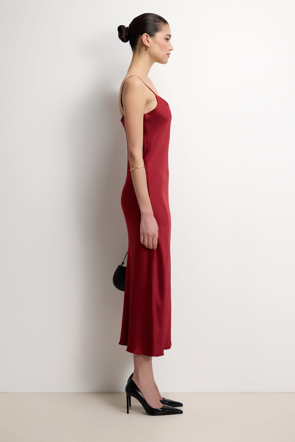 Vionne Strappy Satin Dress | Carmine