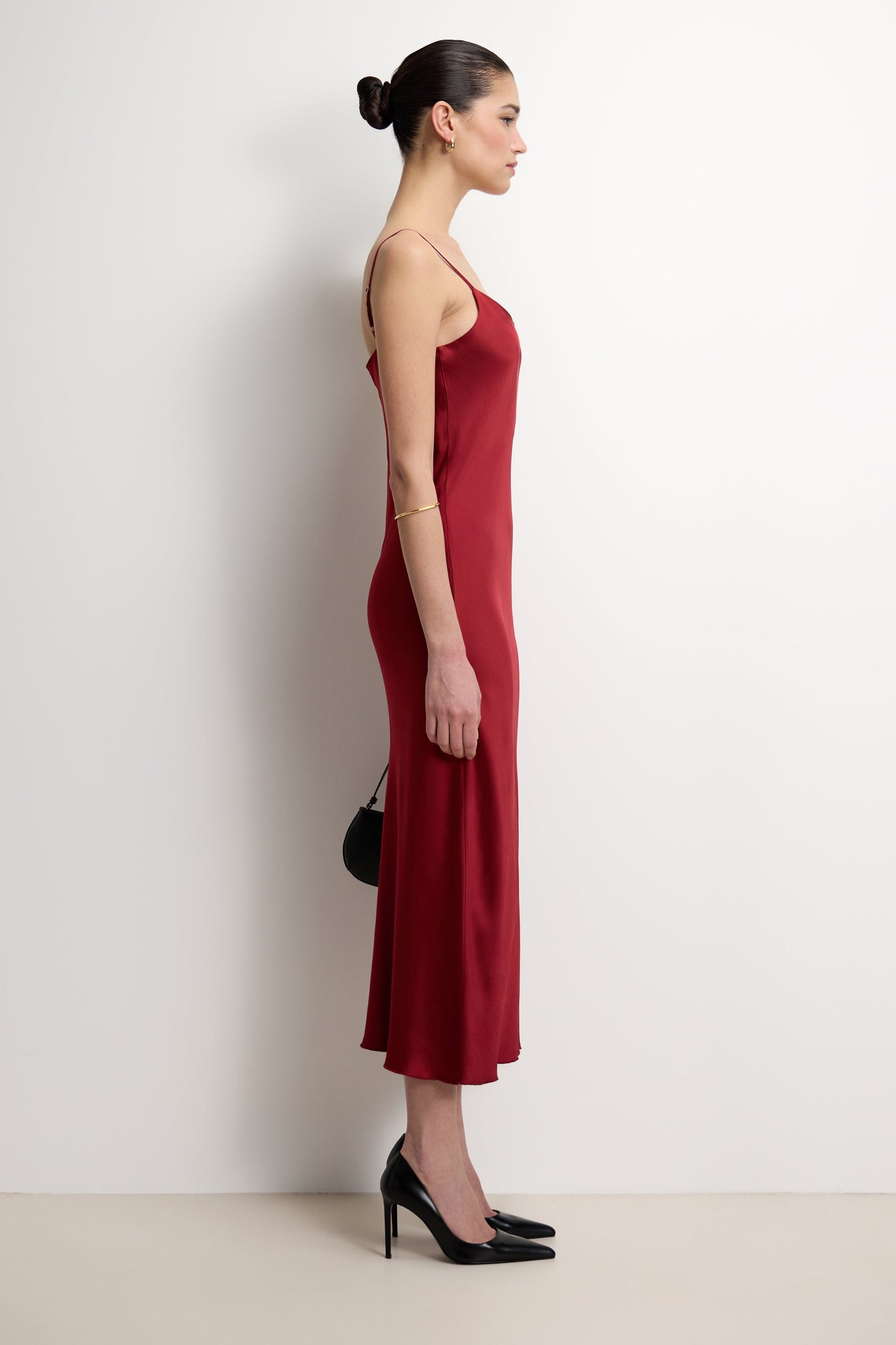 Vionne Strappy Satin Dress | Carmine