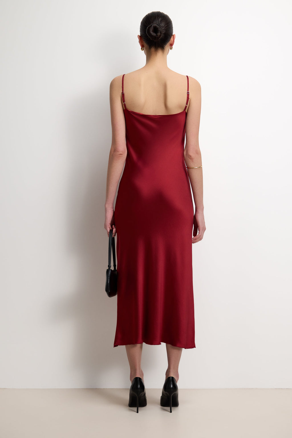 Vionne Strappy Satin Dress | Carmine