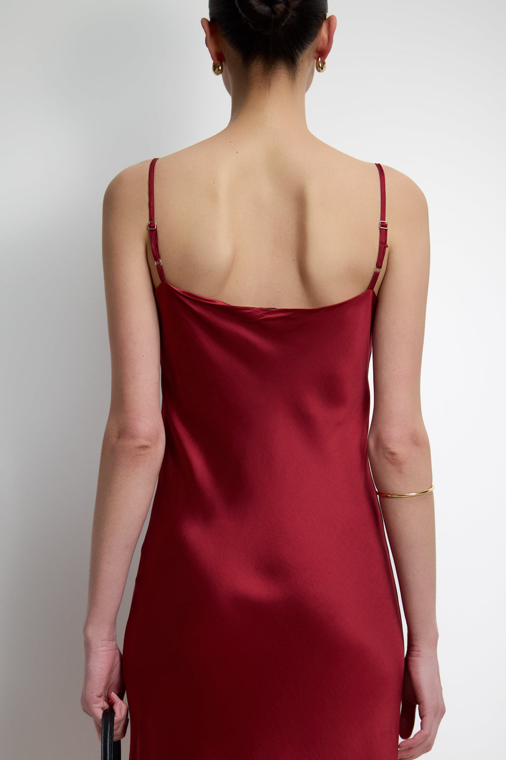 Vionne Strappy Satin Dress | Carmine