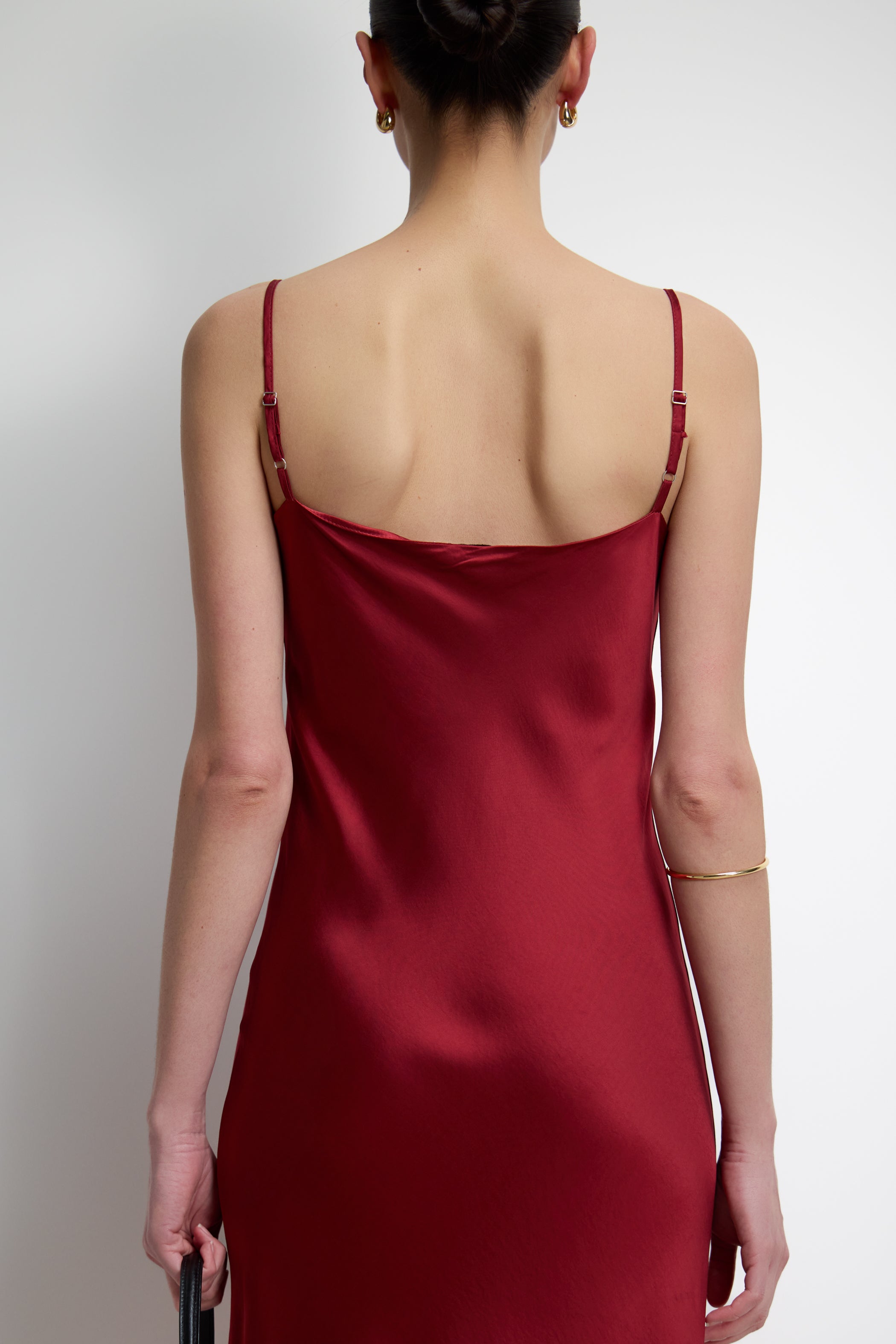 Vionne Strappy Satin Dress | Carmine