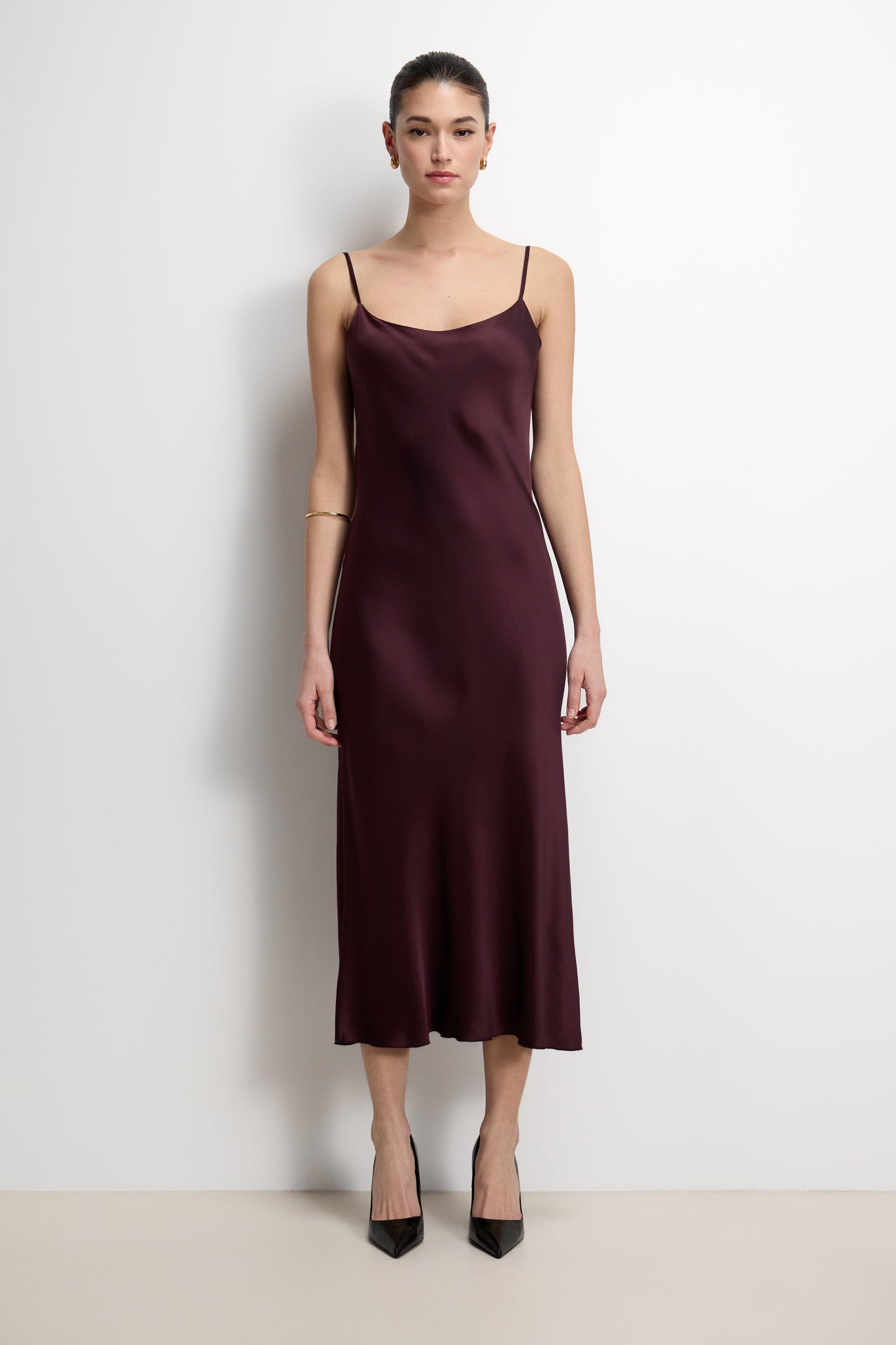 Vionne Strappy Satin Dress | Amethyst Plum