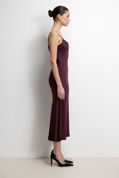 Vionne Strappy Satin Dress | Amethyst Plum