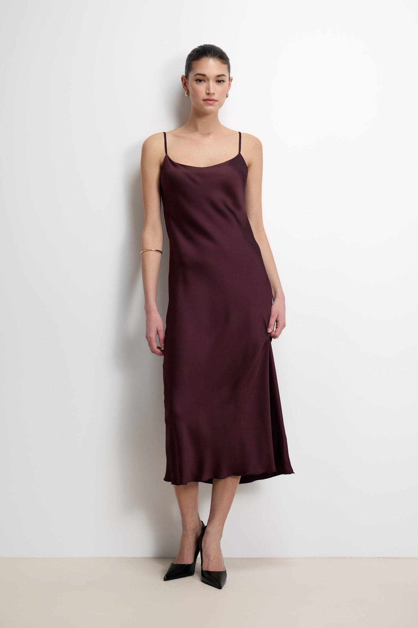 Vionne Strappy Satin Dress | Amethyst Plum