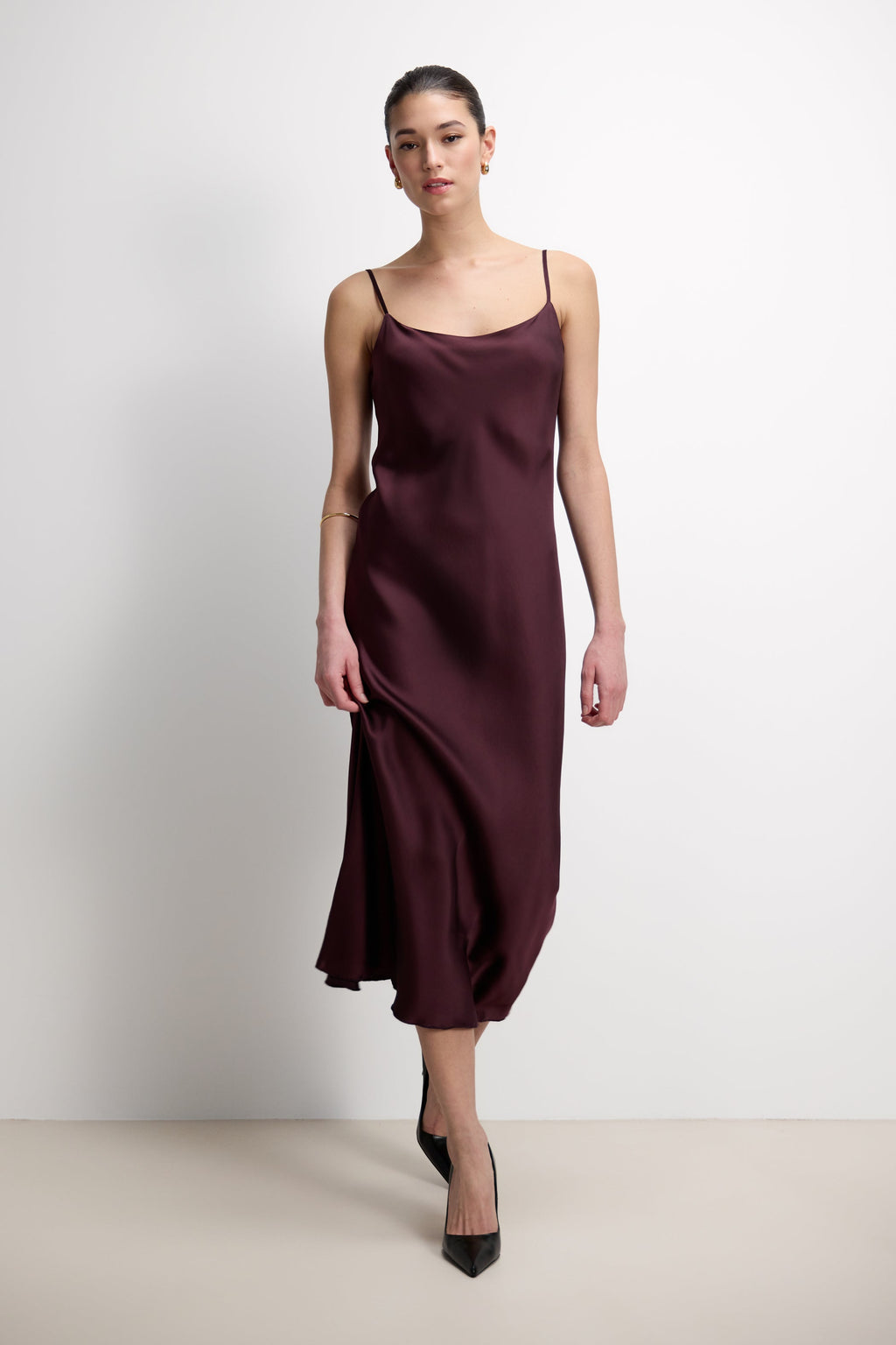 Vionne Strappy Satin Dress | Amethyst Plum