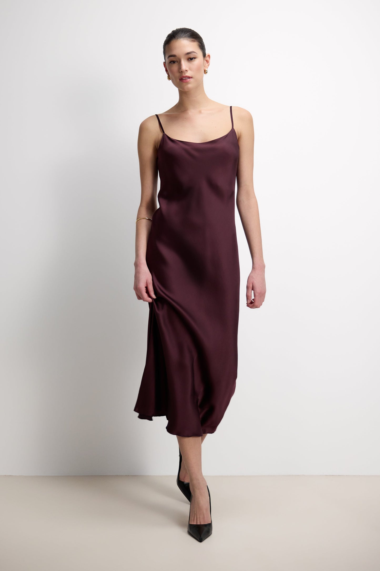 Vionne Strappy Satin Dress | Amethyst Plum