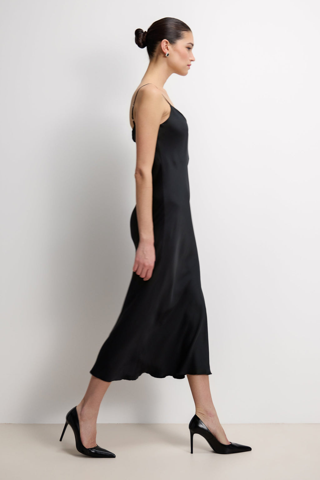 Vionne Strappy Satin Dress | Black