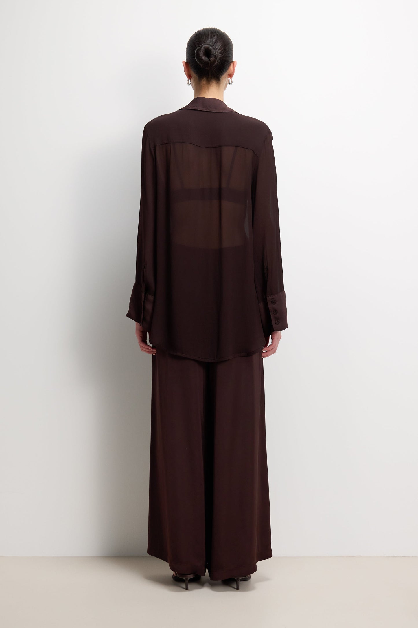 Francesca Sheer Shirt | Espresso Brown Moire