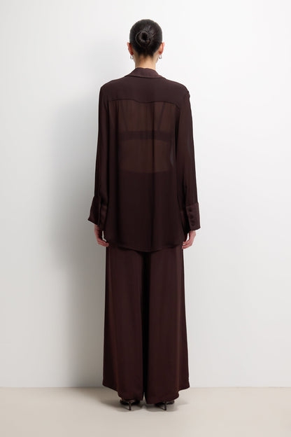 Francesca Sheer Shirt | Espresso Brown Moire