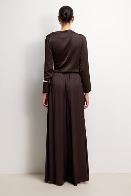 Allegra Asymmetric Long Sleeve Top | Espresso Brown