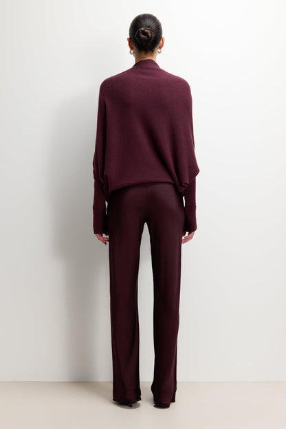 Genet Elastic Waist Bias Satin Trousers | Amethyst Plum