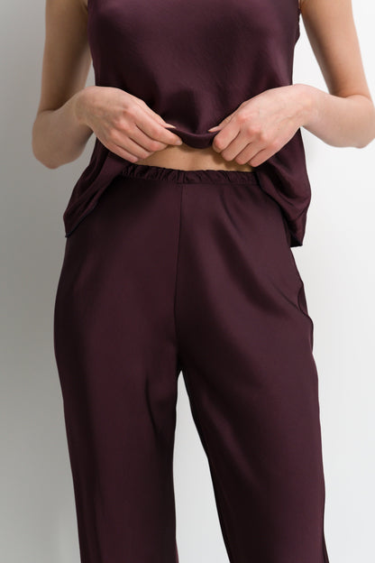 Genet Elastic Waist Bias Satin Trousers | Amethyst Plum