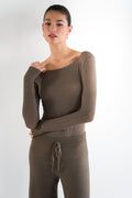 Mae Featherweight Boatneck Top | Mink | Modal-Cashmere