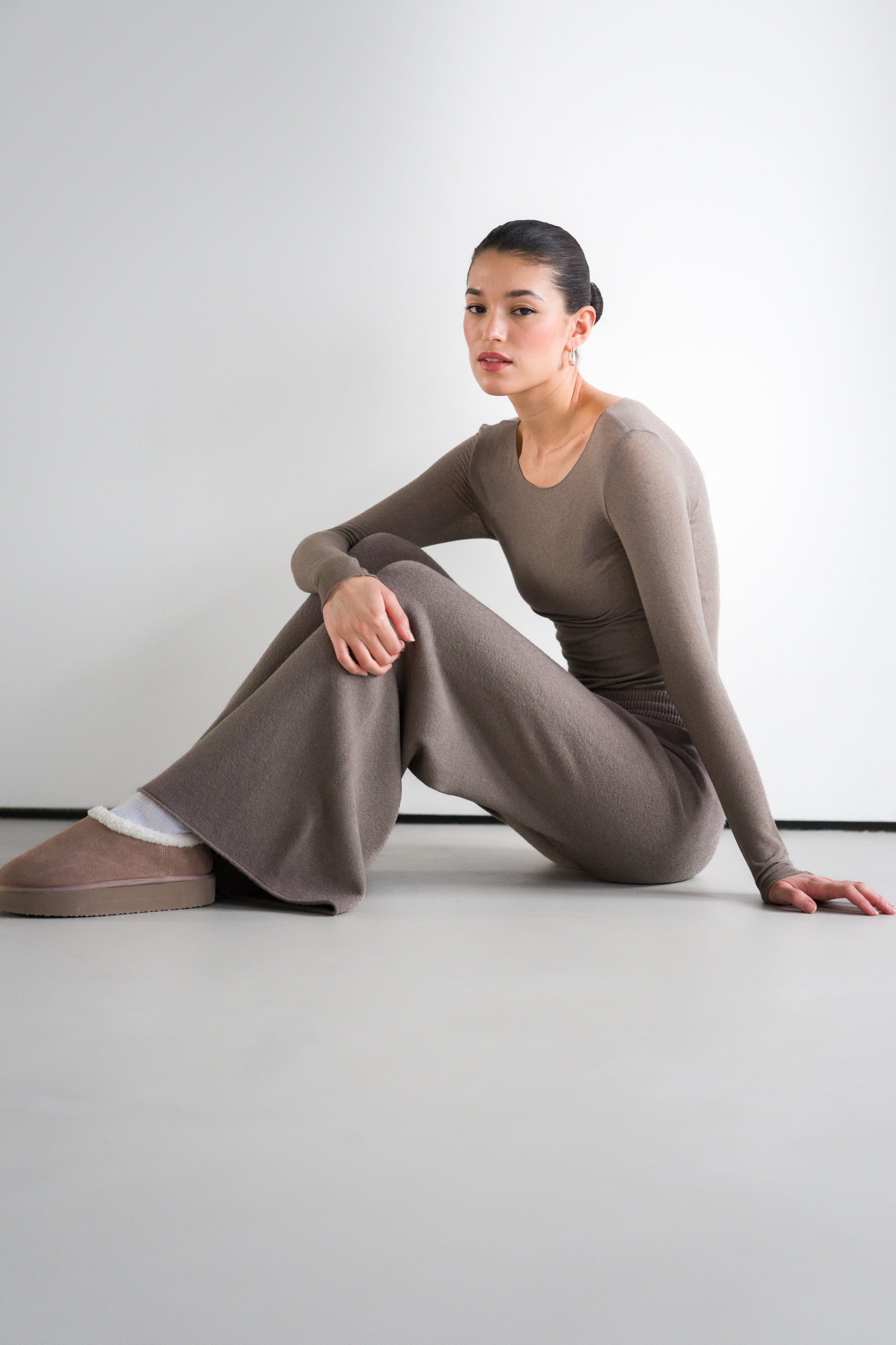 Mae Featherweight Boatneck Top | Mink | Modal-Cashmere