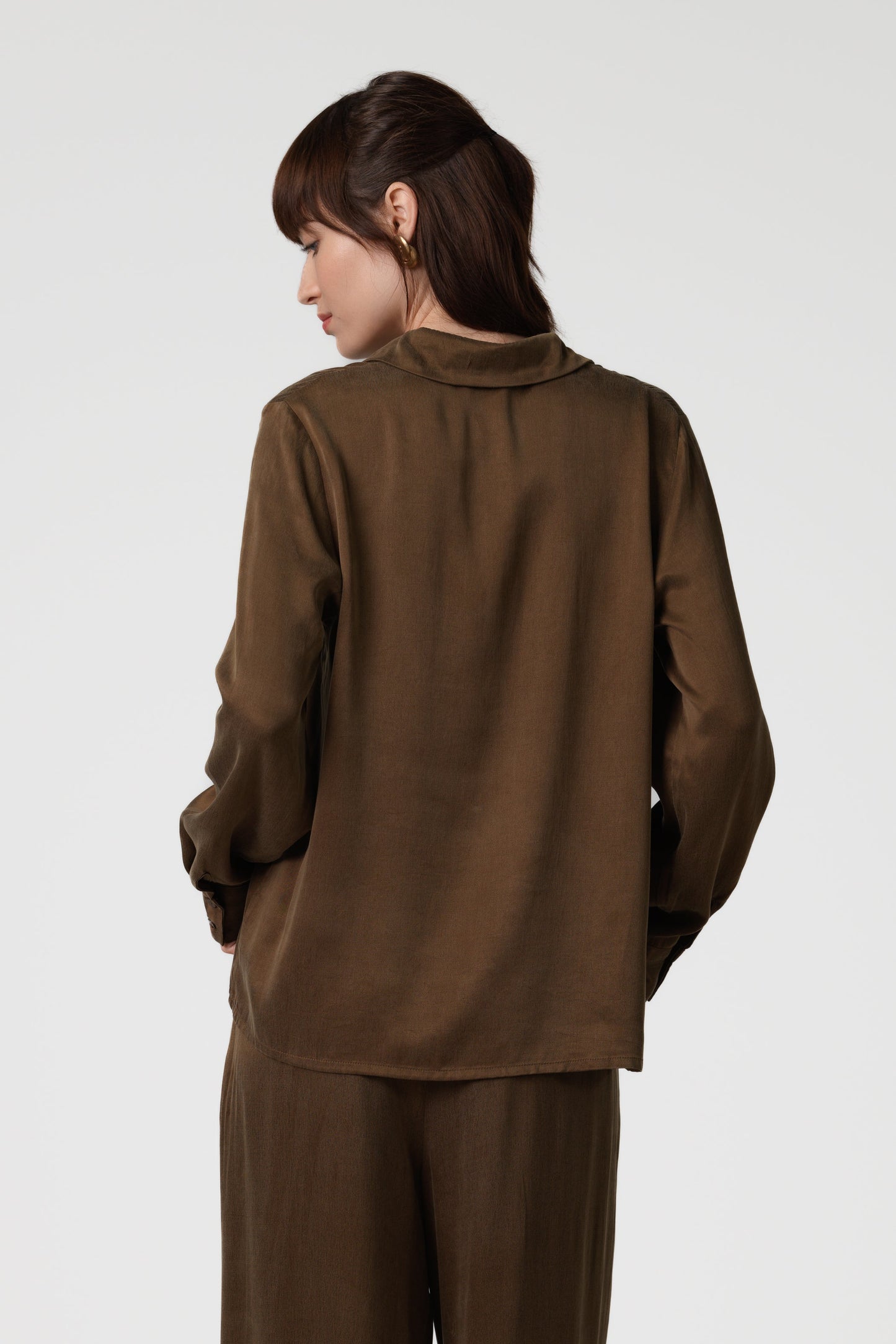 Tabitha Cupro Shirt | Chestnut Brown