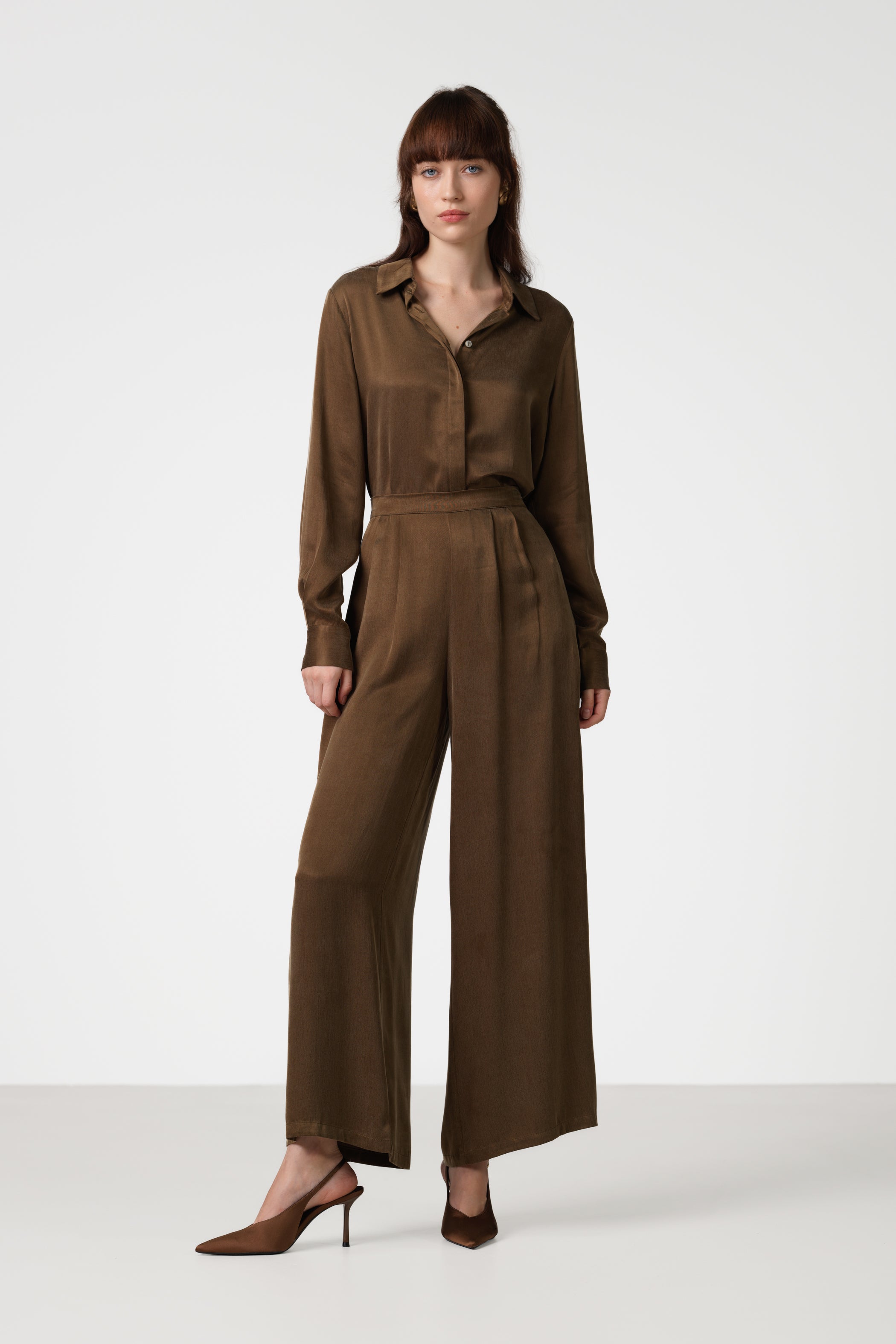 Tabitha Cupro Shirt | Chestnut Brown