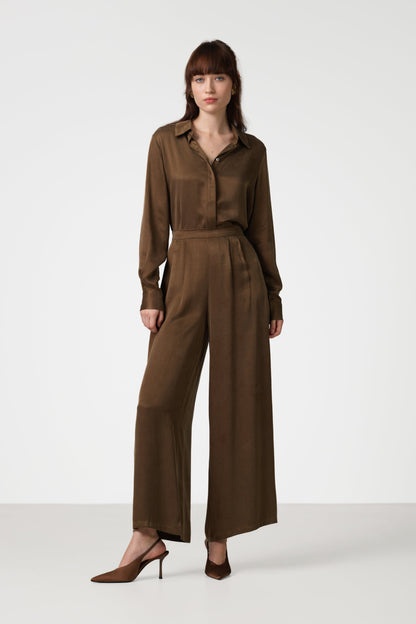 Tabitha Cupro Shirt | Chestnut Brown