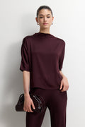 Genevieve Back Tie Satin Top | Amethyst Plum