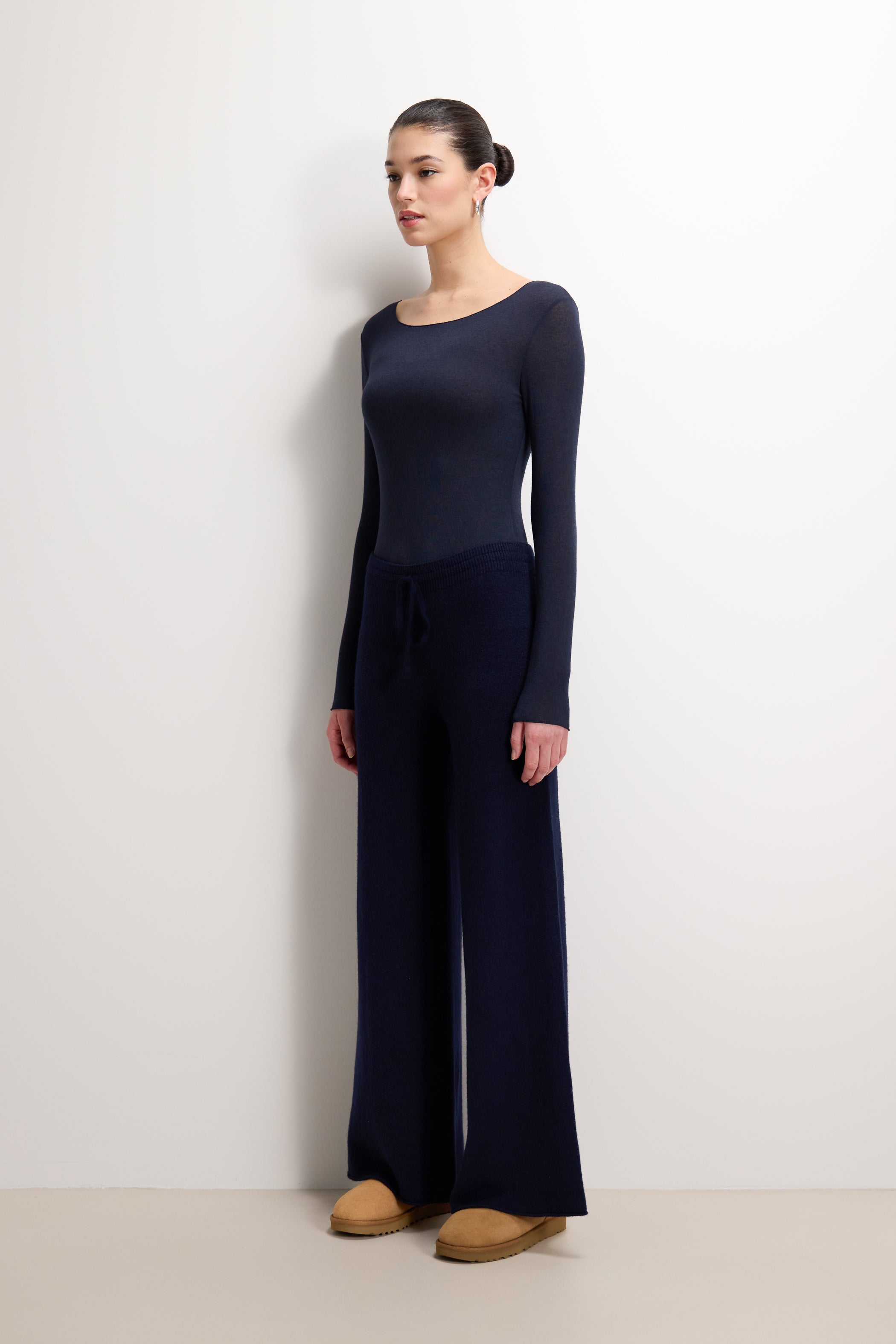 Mae Featherweight Boatneck Top | Navy | Modal-Cashmere
