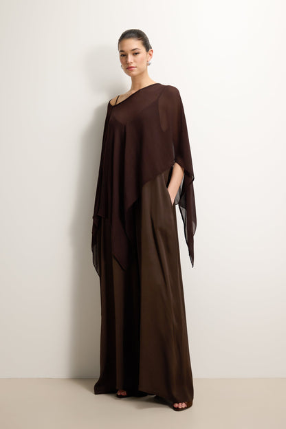 Emberly Lightweight Poncho | Espresso Brown
