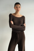 Mae Featherweight Boatneck Top | Espresso Brown | Modal-Cashmere