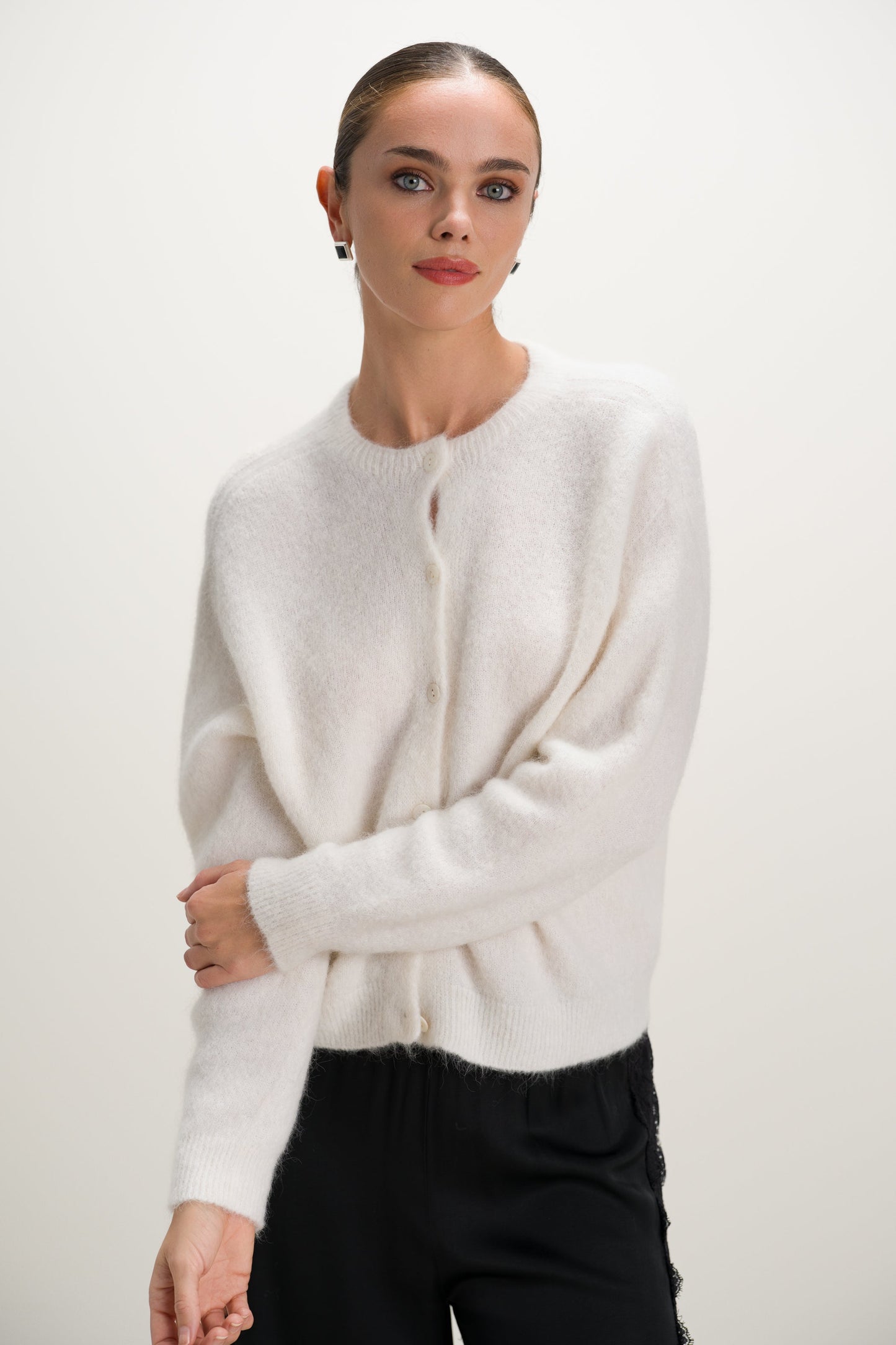 Evie Button Up Cardigan | Ivory | Alpaca-Wool Blend