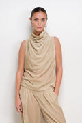 Piper Velvet Draped Sleeveless Top | Honey